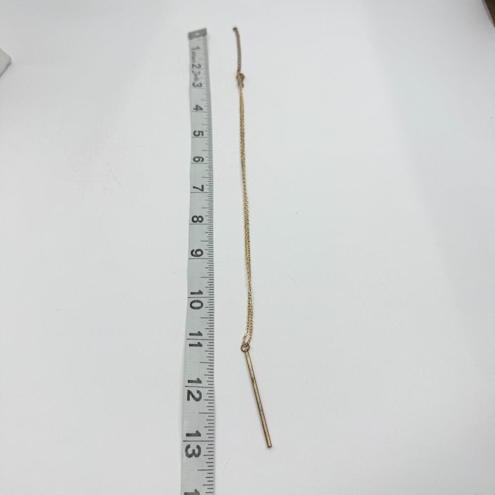 Gold Tone Minimalist Bar Pendant Necklace Essential Layering Statement Dainty - Picture 9 of 10